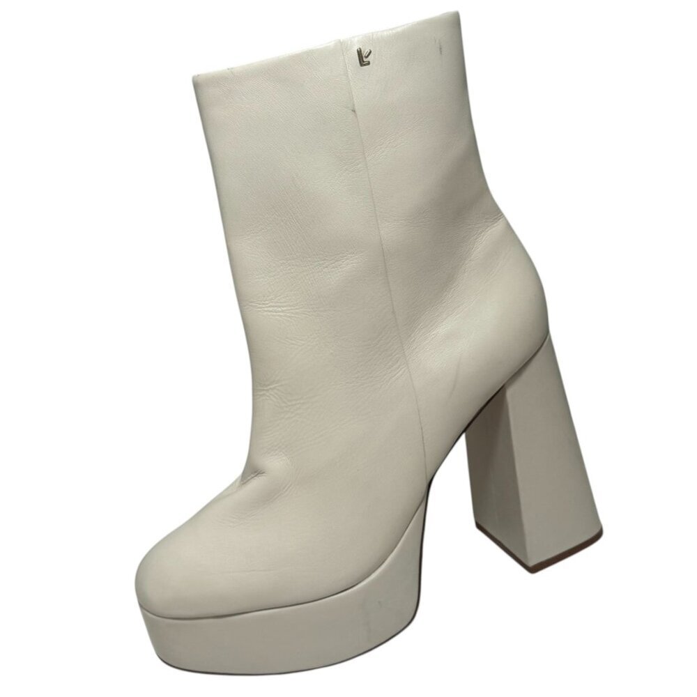 Larroudé Dolly Ivory Leather Platform Boots, Size 9 1/2 NEW‎